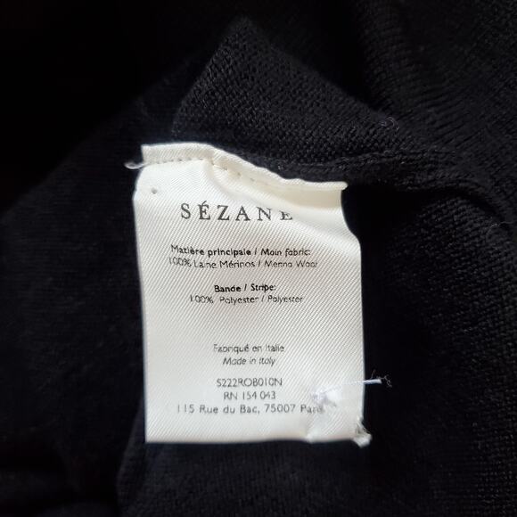 Sezane Jaelle Merino Wool Long Sleeve Sweater Dress Black Gold Button Size Small - Picture 8 of 9